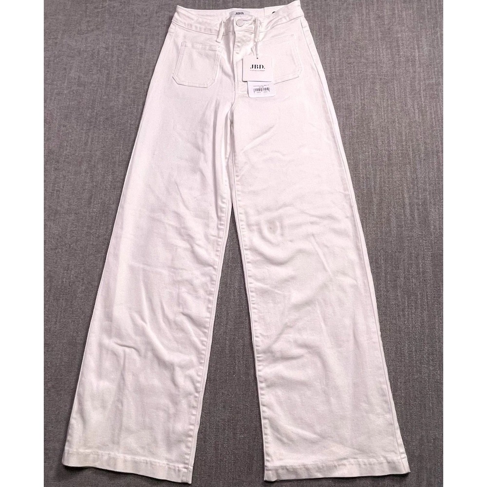 JBD Mini Patch Pocket Jeans Womens 27 White Wide Leg Denim DP790-WHT NWT